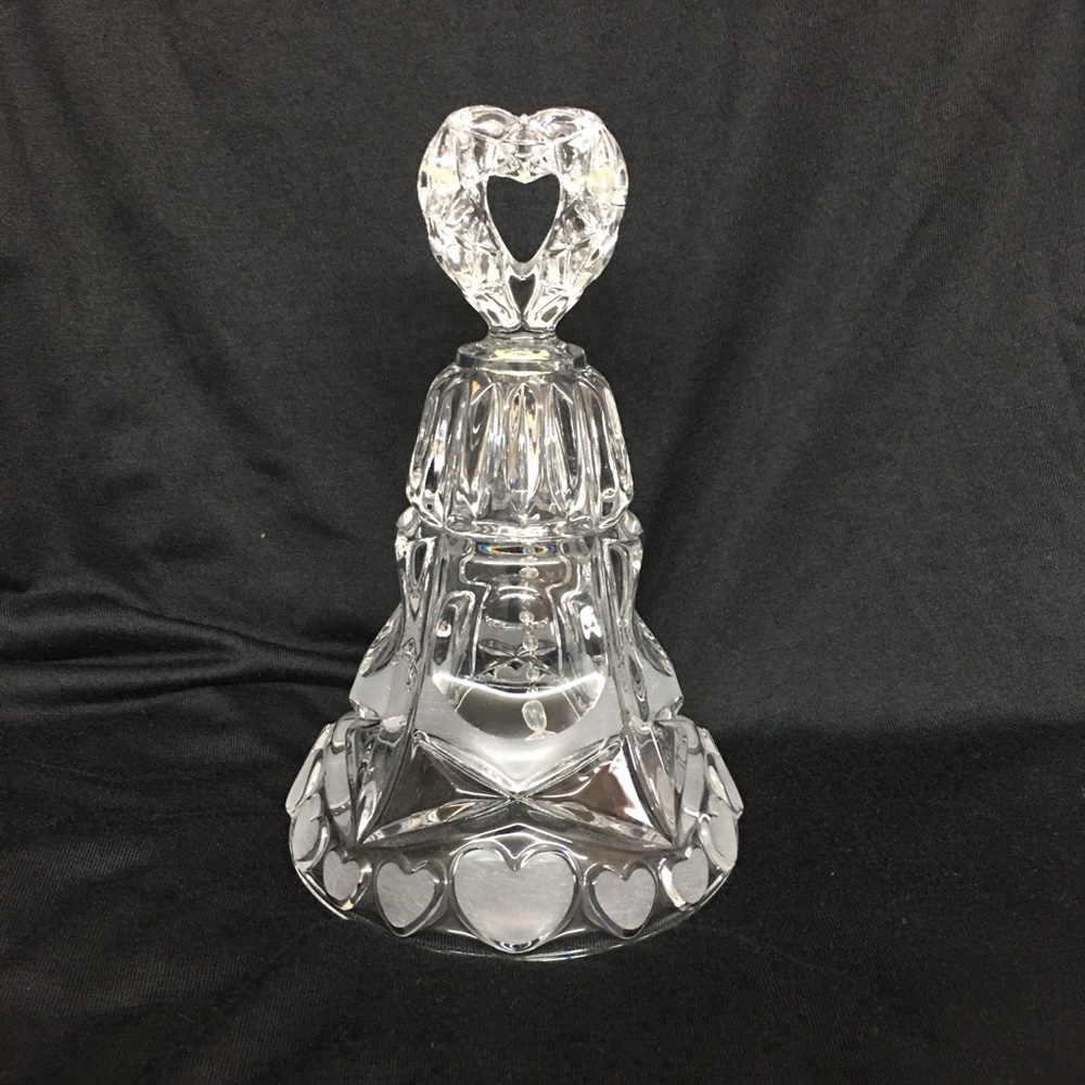 Glass Wedding Bell with Hearts